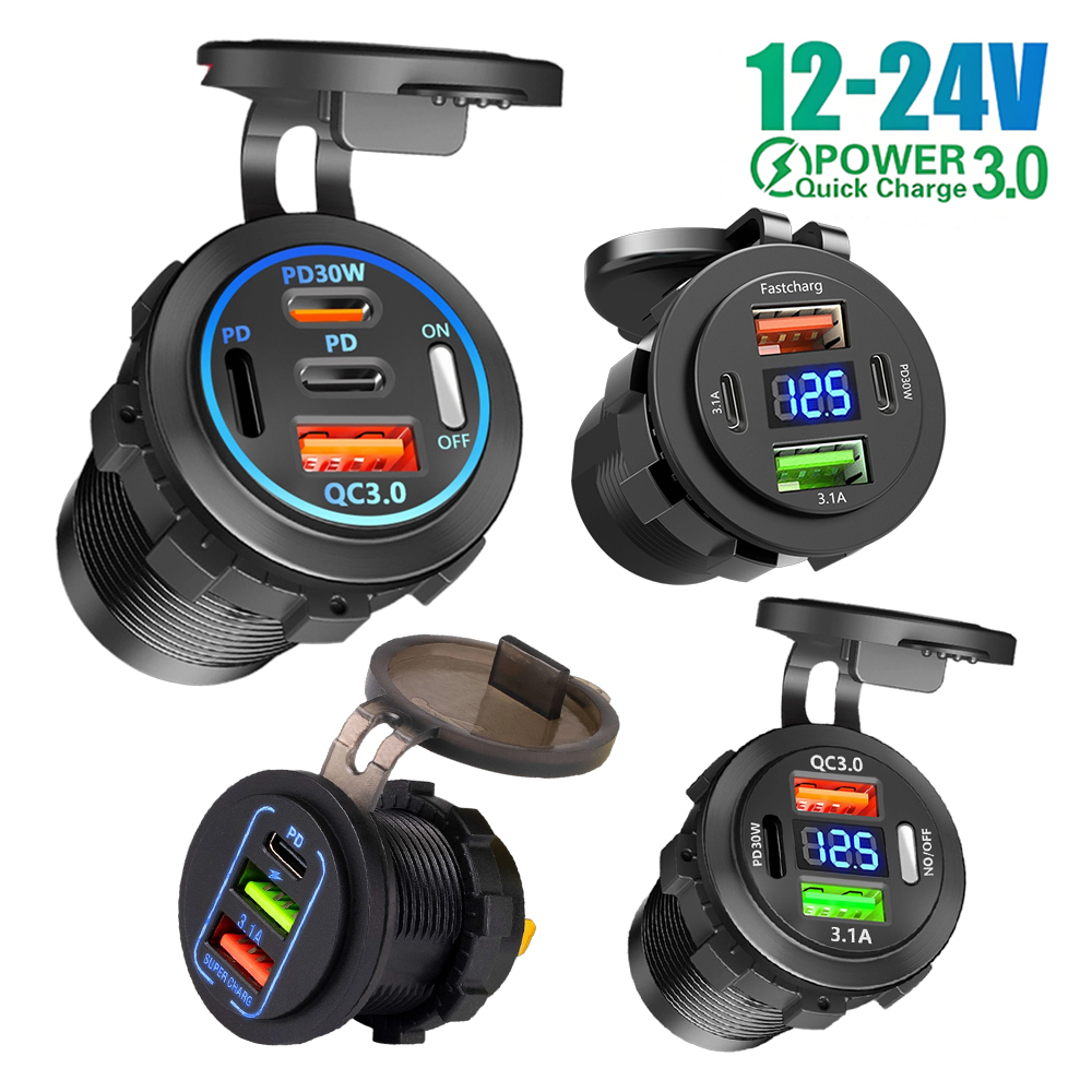 Car Accessories Qc - 12V QC3.0 USB-C Soket Outlet PD