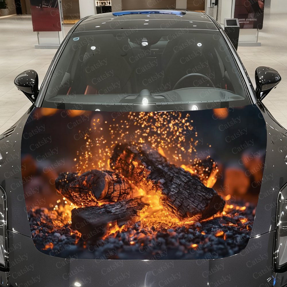 Car Accessories Gift Ideas - Stiker Kap Mobil Bonfire Pile -