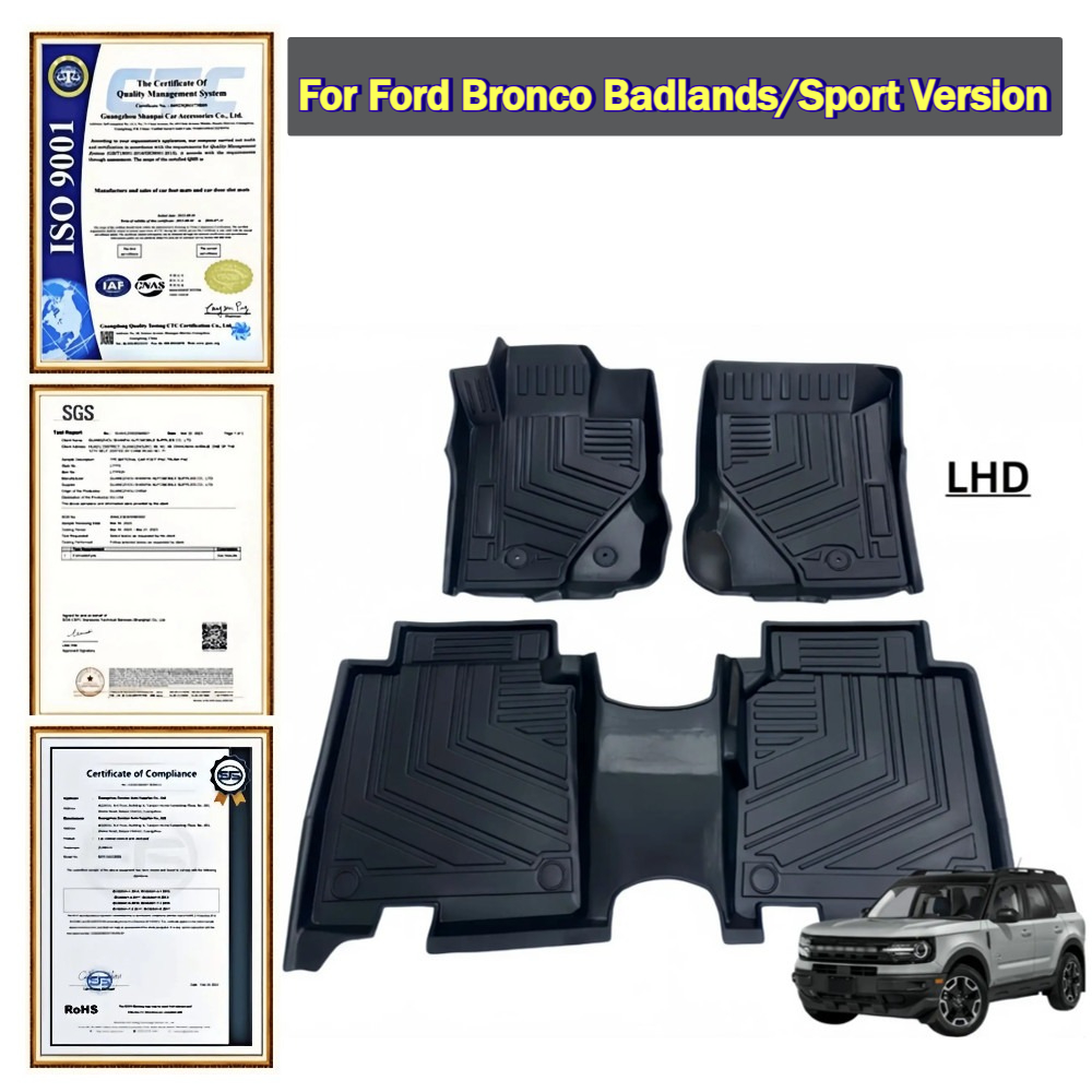 Car Floor Mat Rubber - Untuk Ford Bronco Badlands/Sport Versi LHD
