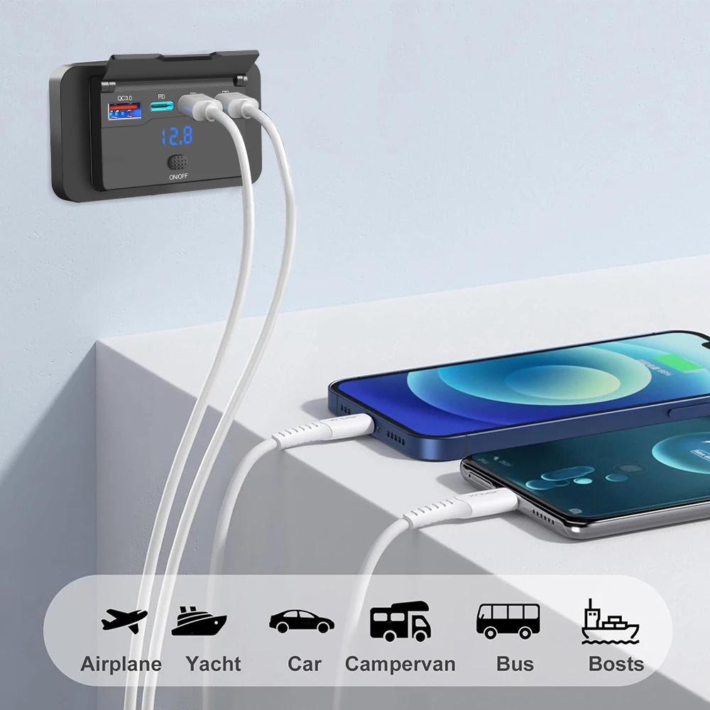 Tiga Pengisi Daya Mobil USB PD - Car Accessories Qc ulasan dan harga